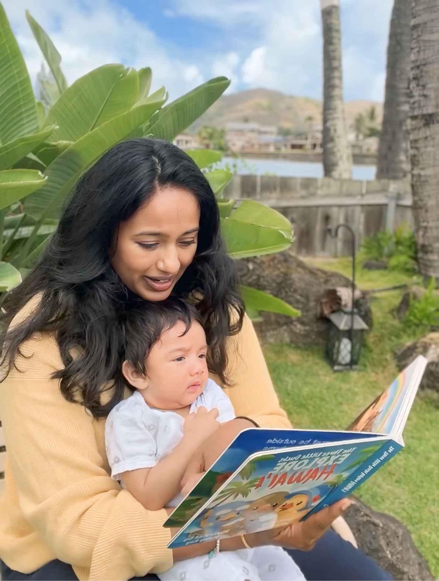 Reading book to baby