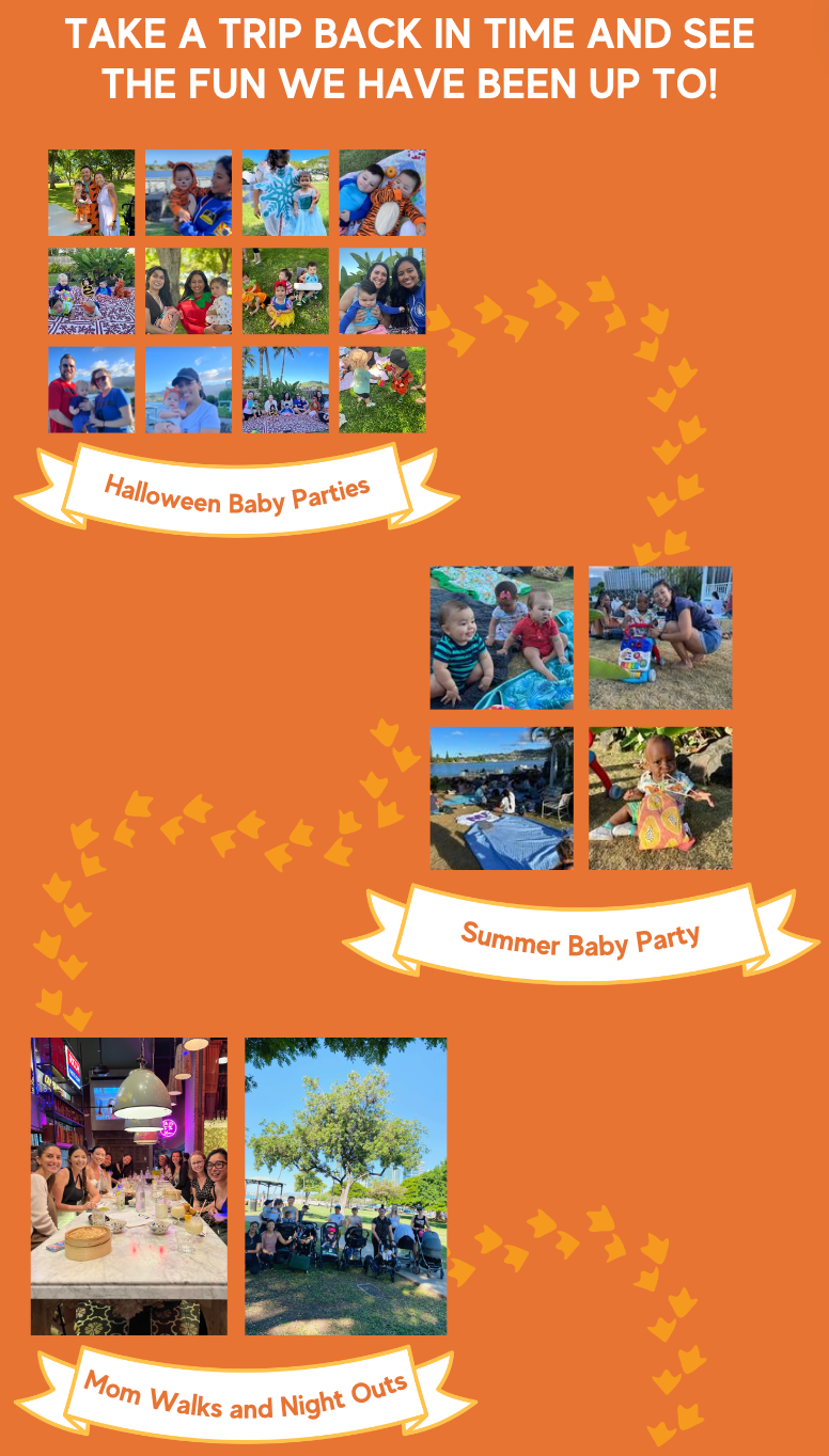 Family fun events- Halloween baby party, mom walks, summer picnics 